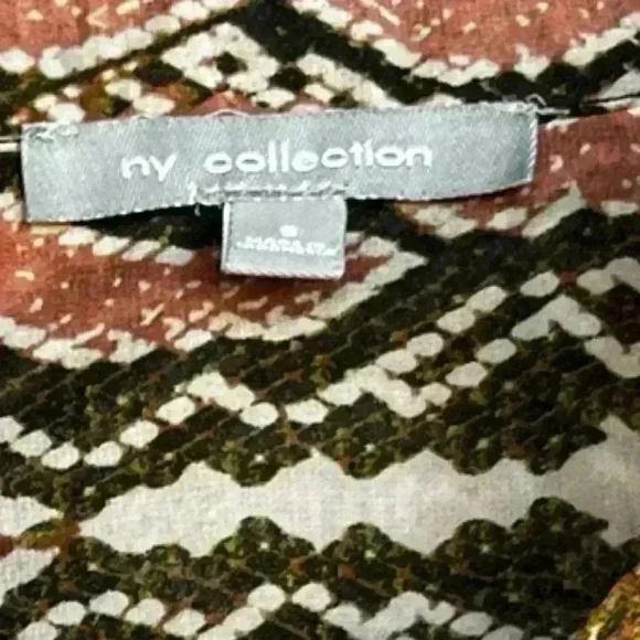 NY Collection Women’s Snakeskin Design Pink Brown Long Sleeve Sheer Button Up S - Picture 10 of 13